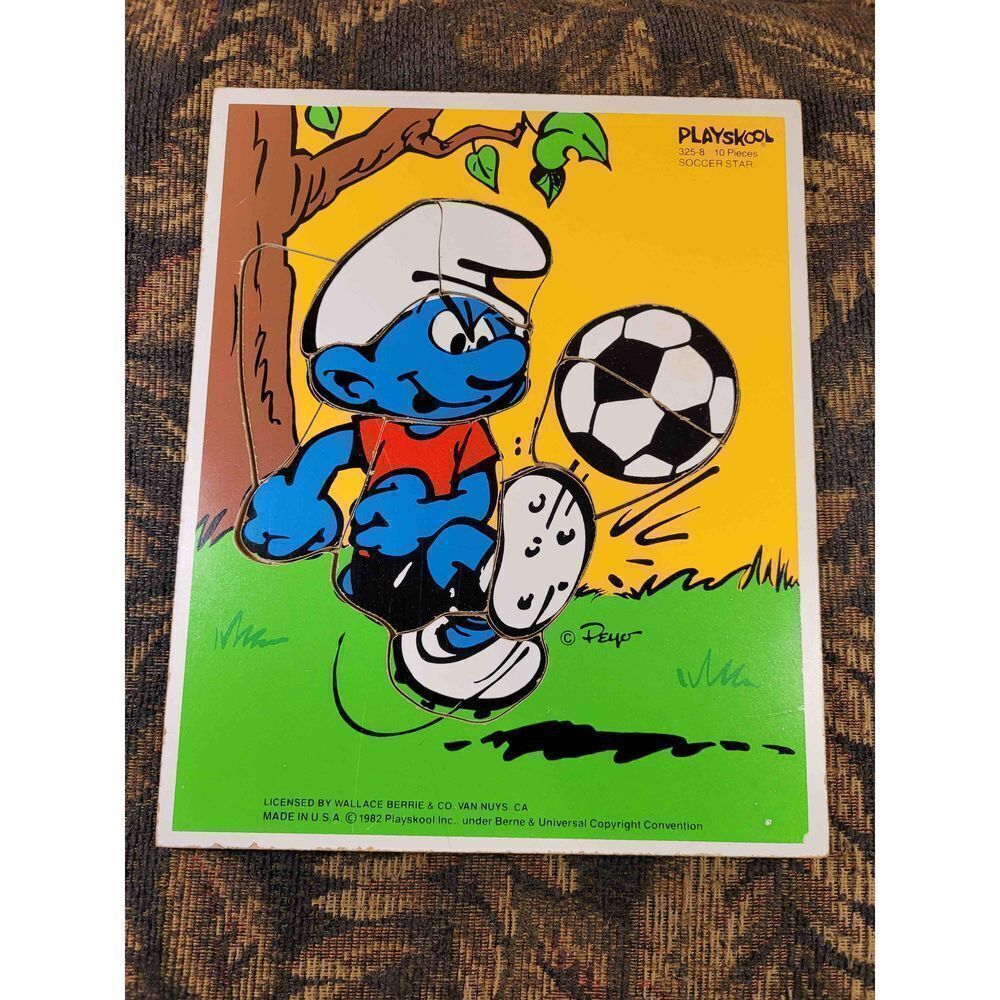 Vintage 1982 Playskool Smurf Wood Puzzle